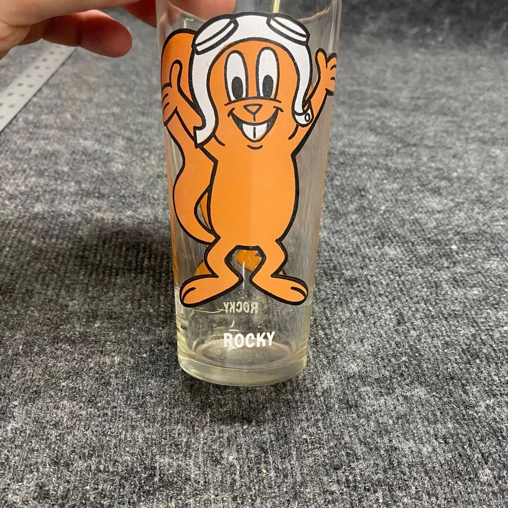 Vintage Pepsi Collector Series Rocky the Flying Squirrel Glass 1970s Pat Ward